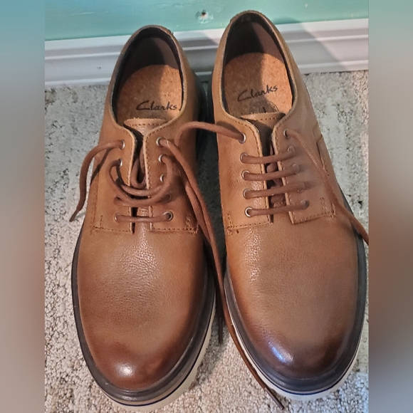 Mens Clarks Brown Leather Lace-up Shoes Freelan Edge - Picture 4 of 5